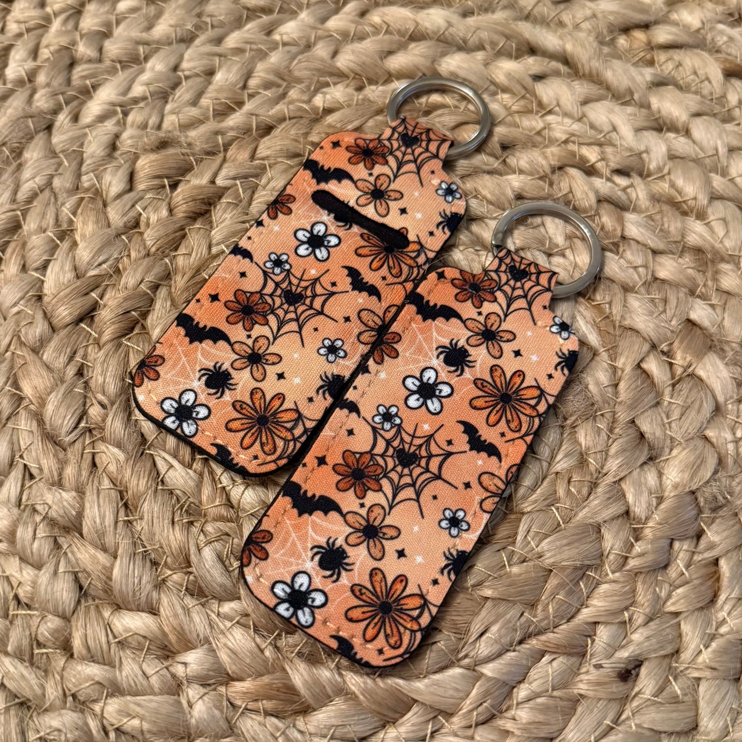 Spooky Floral Chapstick Holder Keychain