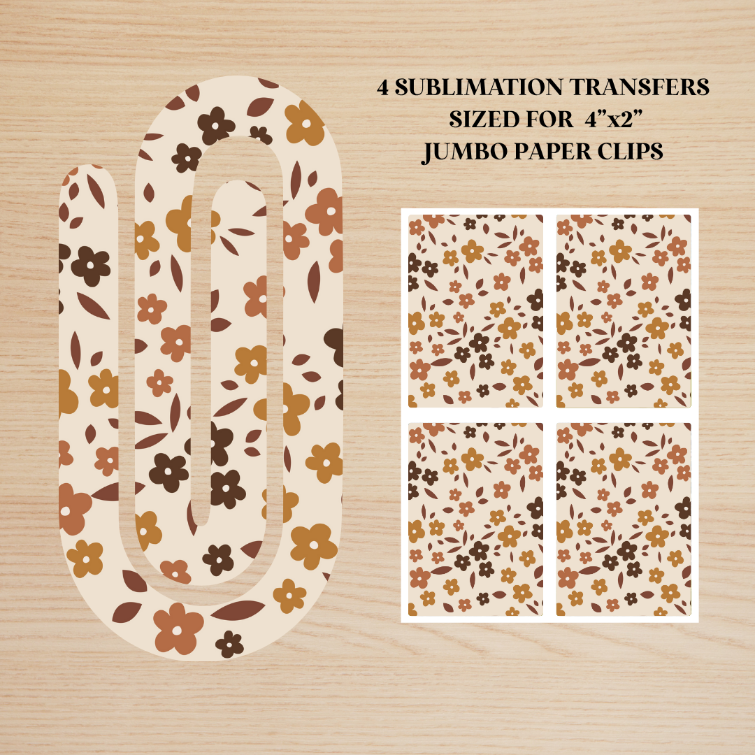 Fall Floral Jumbo Paperclip Sublimation Transfer