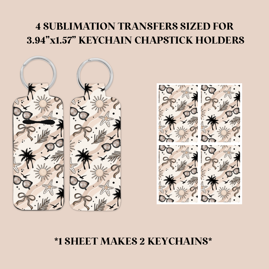 Beachy Keychain Chapstick Holder Sublimation Transfer