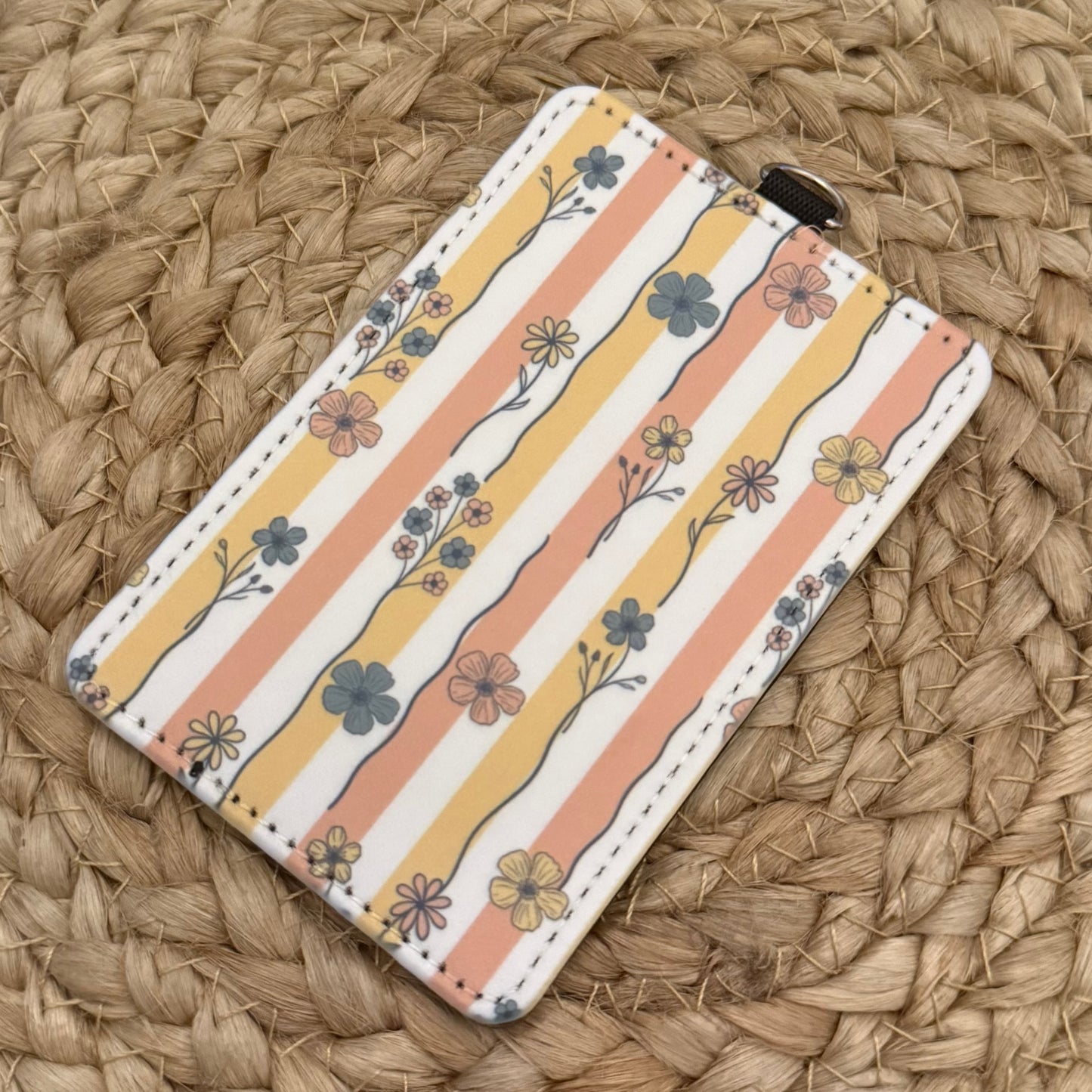 Striped Floral ID Badge Holder
