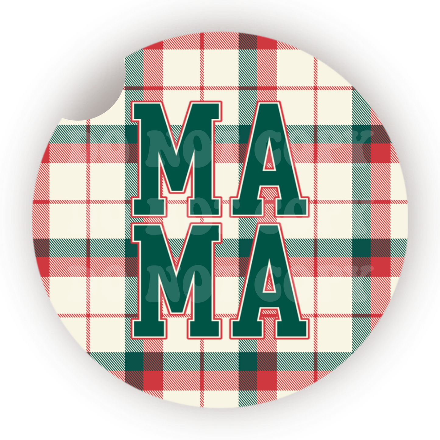 Christmas Plaid Mama Car Coaster Sublimation Transfer (Set of 2)