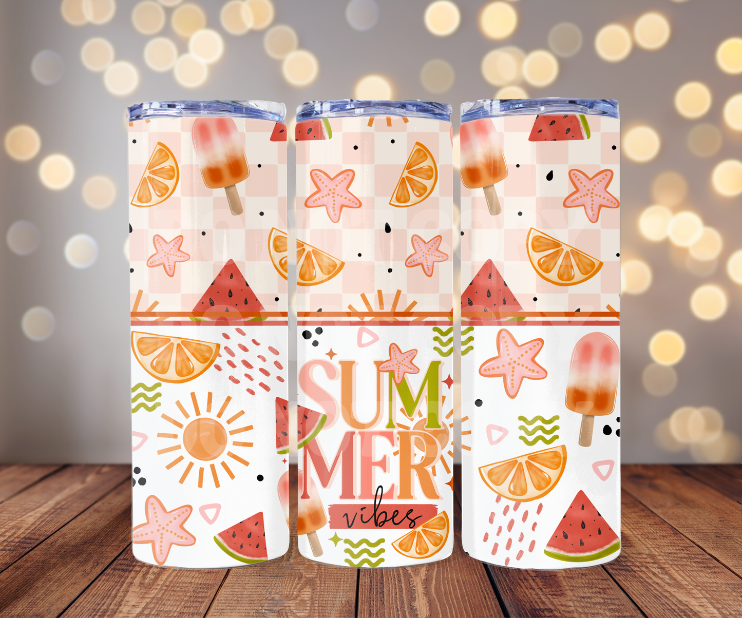 Summer Vibes 20 oz Skinny Tumbler Sublimation Transfer - Seamless