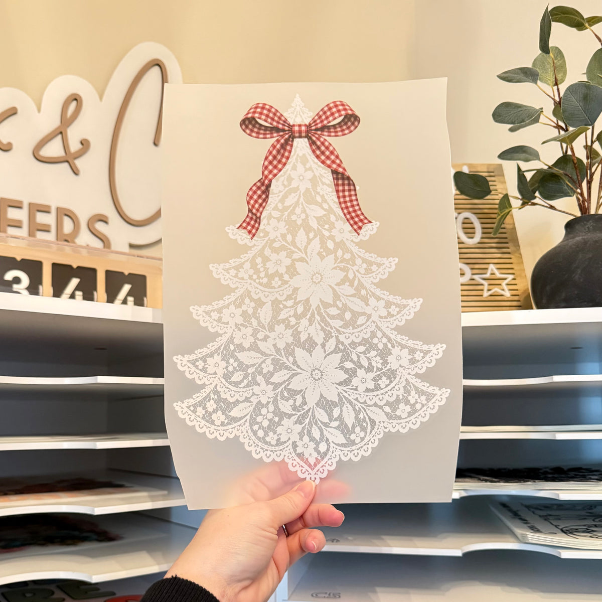 Lace Christmas Tree DTF HOT PEEL