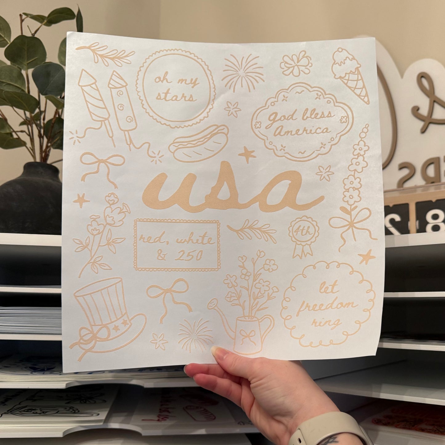 USA Doodles Single Color (Beige)