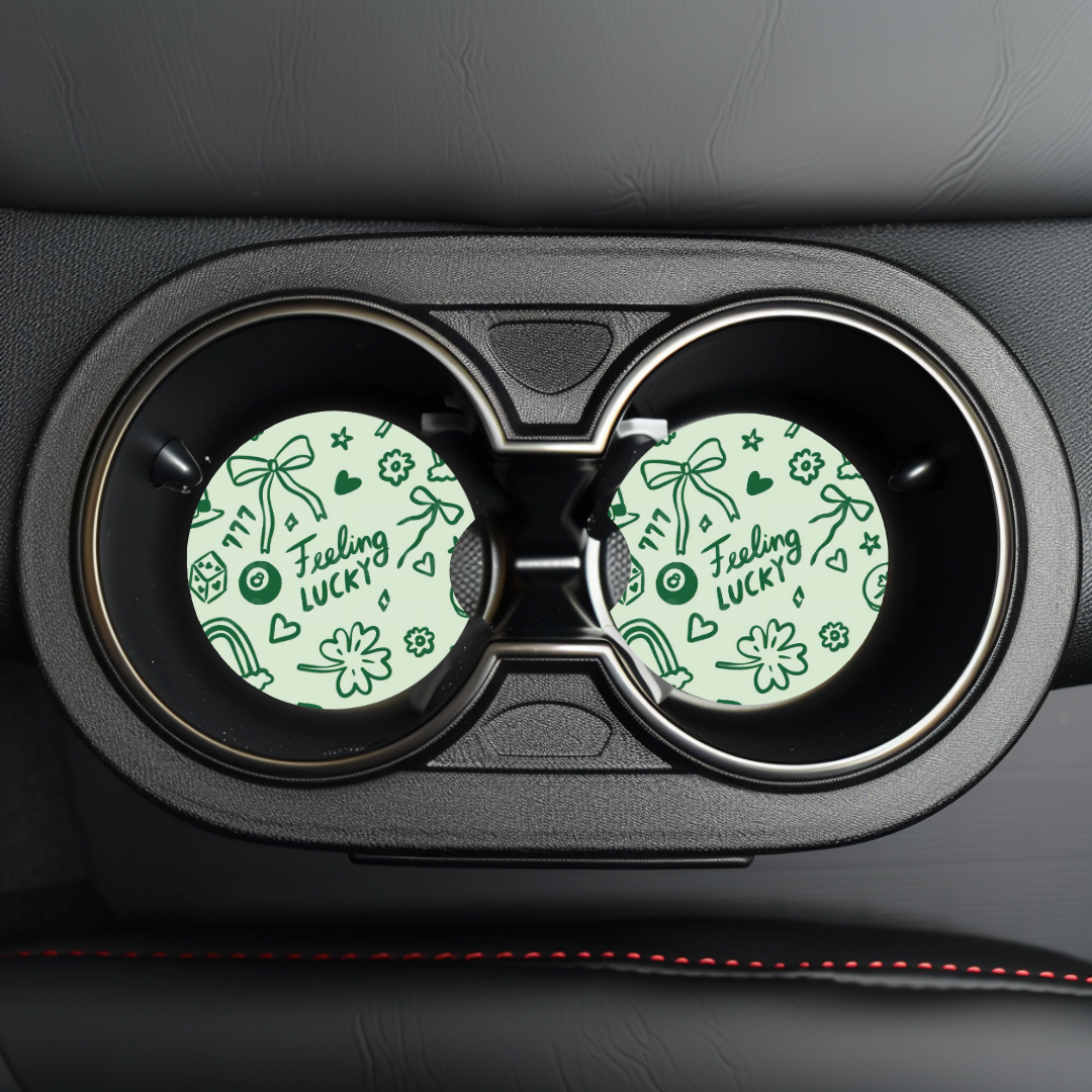 Feeling Lucky Car Coaster Sublimation Transfer (Set of 2)