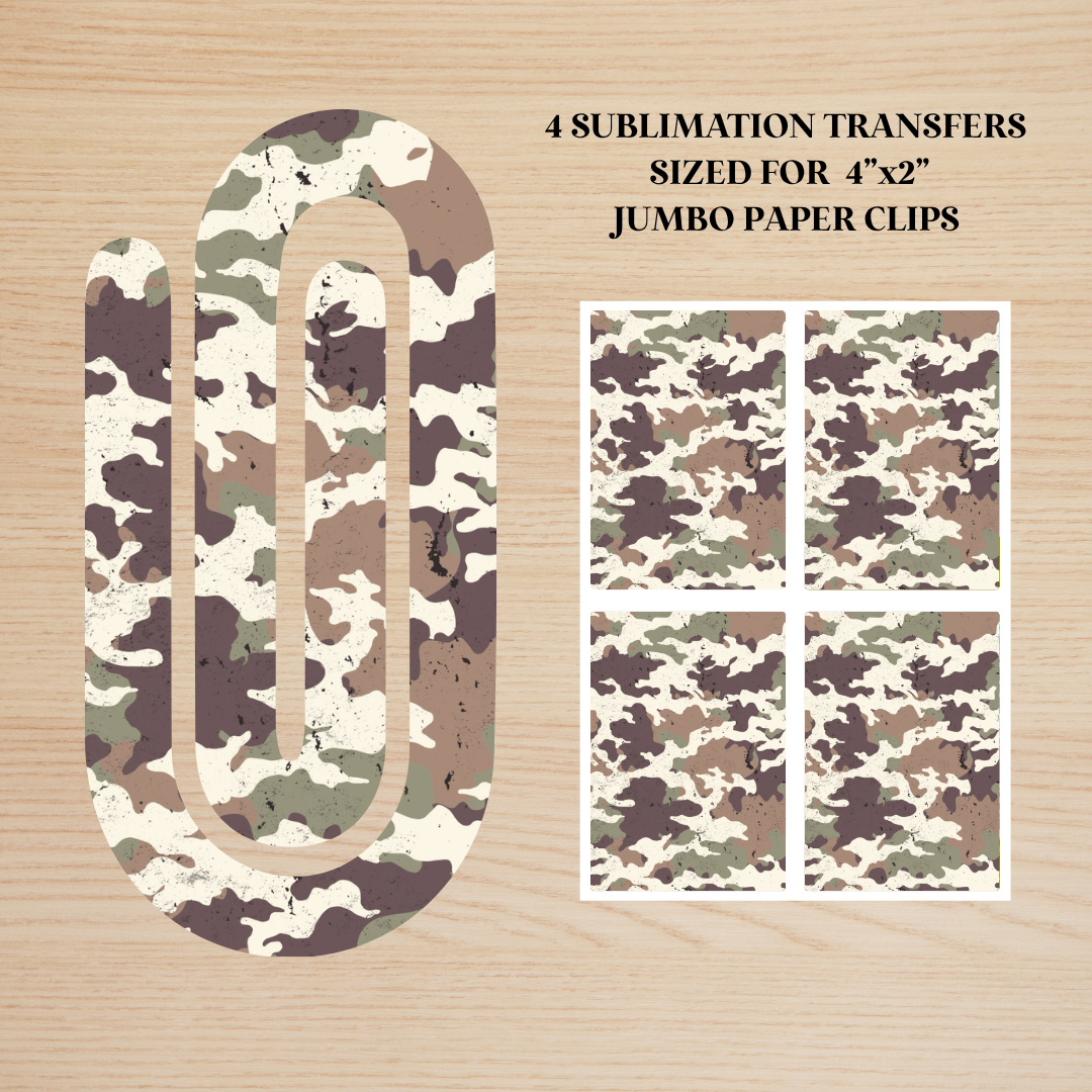 Distressed Camo Jumbo Paperclip Sublimation Transfer
