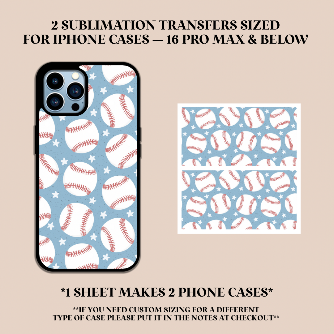 Baseballs Phone Case Sublimation Transfer