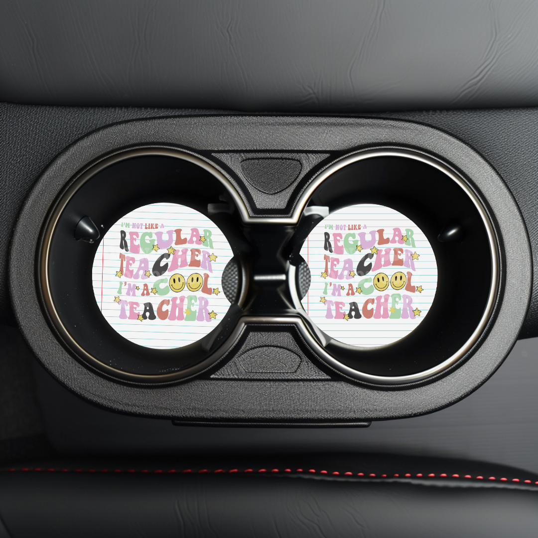 Cool Teacher 2 Car Coaster Sublimation Transfer (Set of 2)