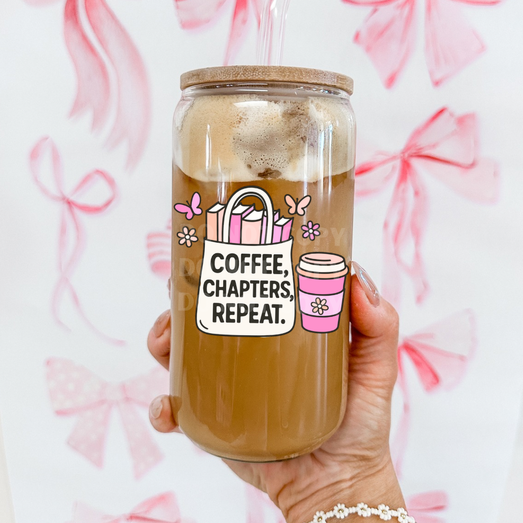 Coffee Chapters Repeat UVDTF 4” Decal
