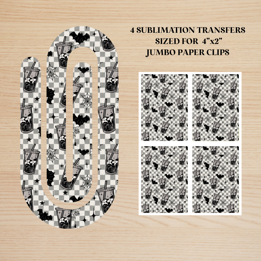 Spooky Coffee Jumbo Paperclip Sublimation Transfer