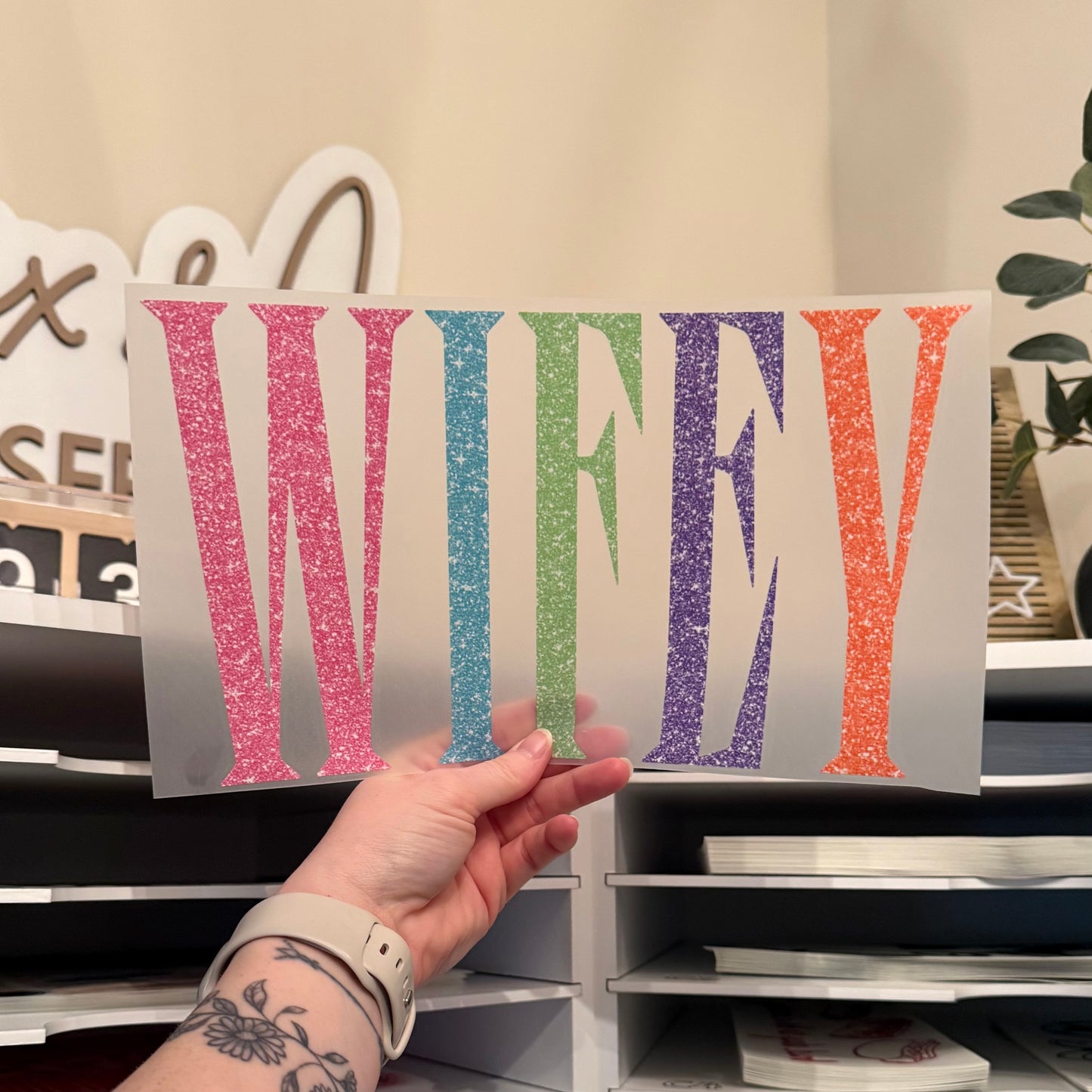 Faux Glitter Wifey DTF HOT PEEL