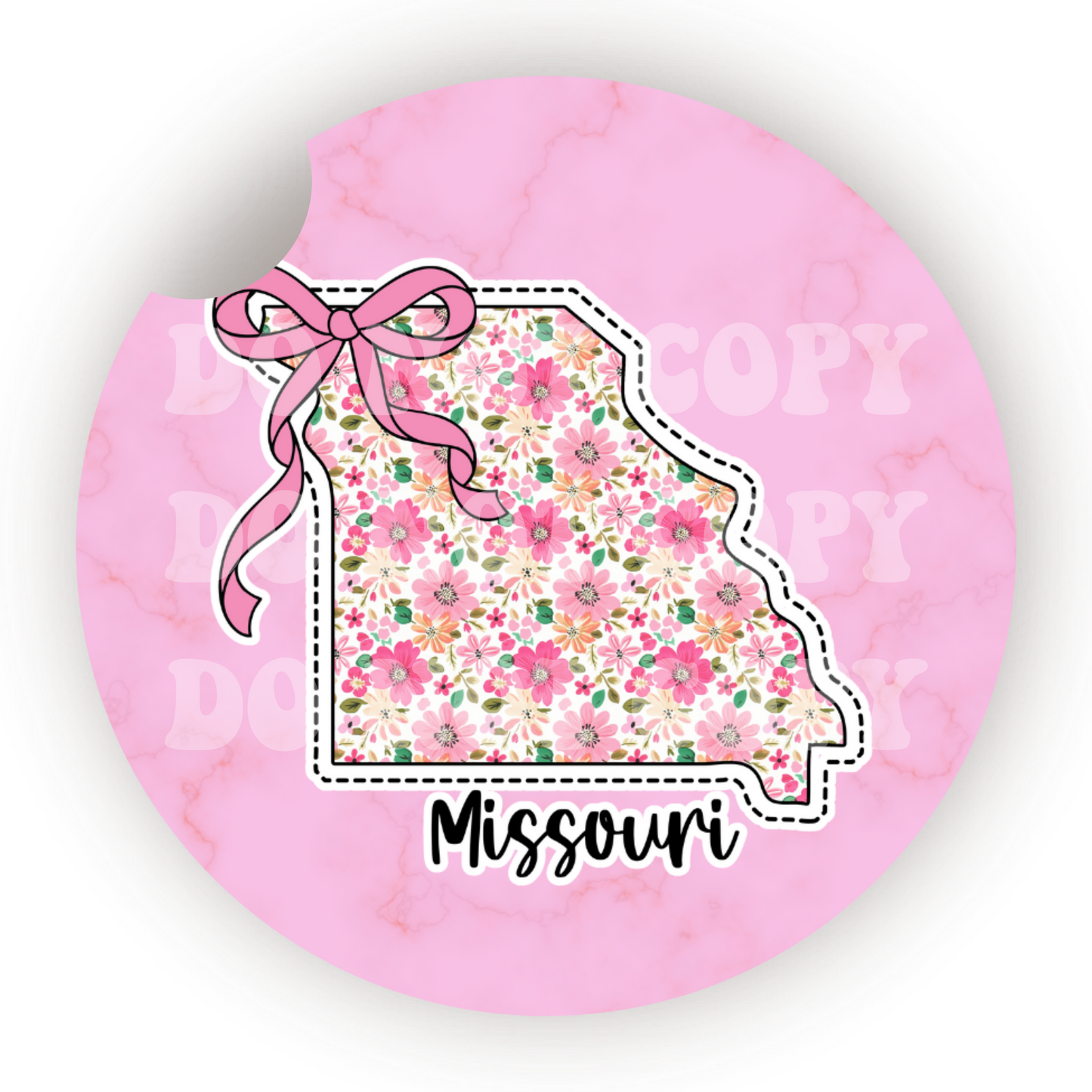 Floral State (Choose Your State) Car Coaster Sublimation Transfer (Set of 2)