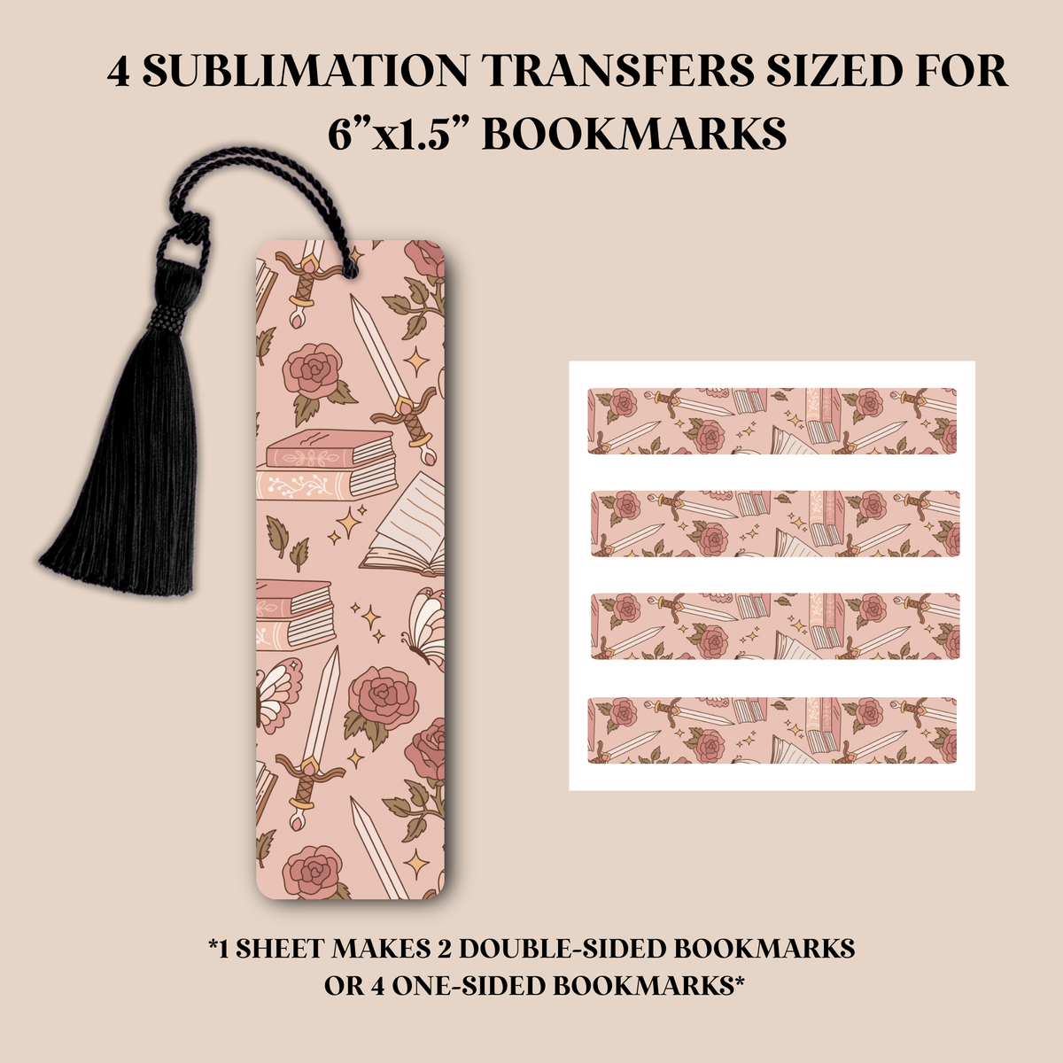 Romantasy Swords Bookmark Sublimation Transfer