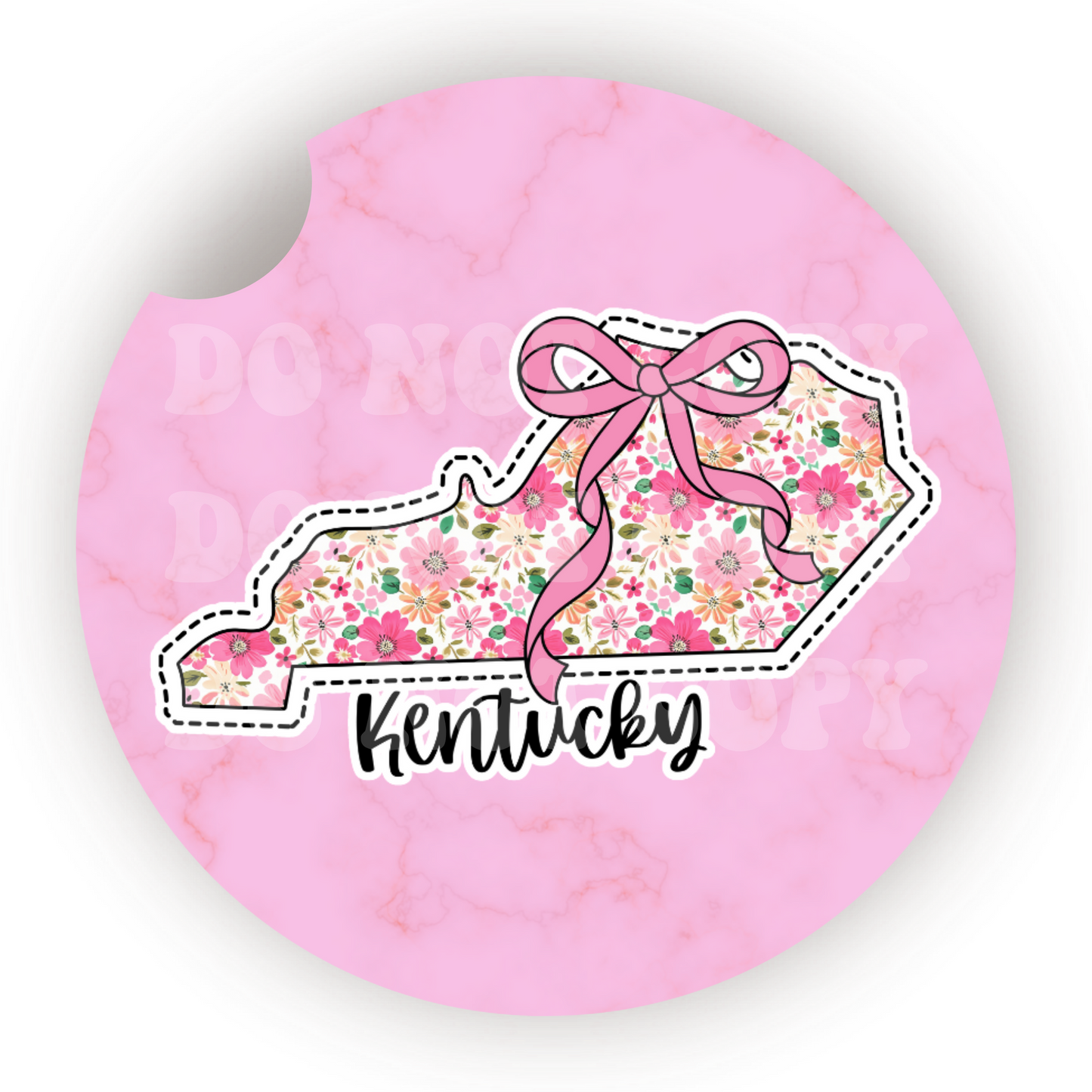 Floral State (Choose Your State) Car Coaster Sublimation Transfer (Set of 2)