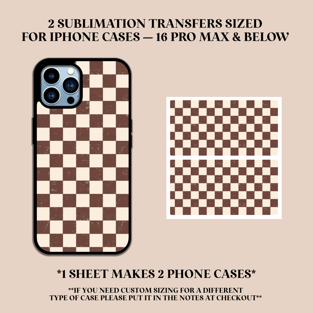 Brown & Cream Checker Phone Case Sublimation Transfer