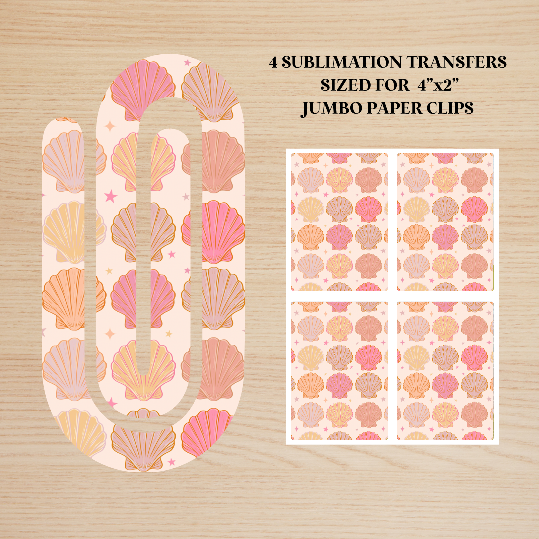 Neutral Seashells Jumbo Paperclip Sublimation Transfer