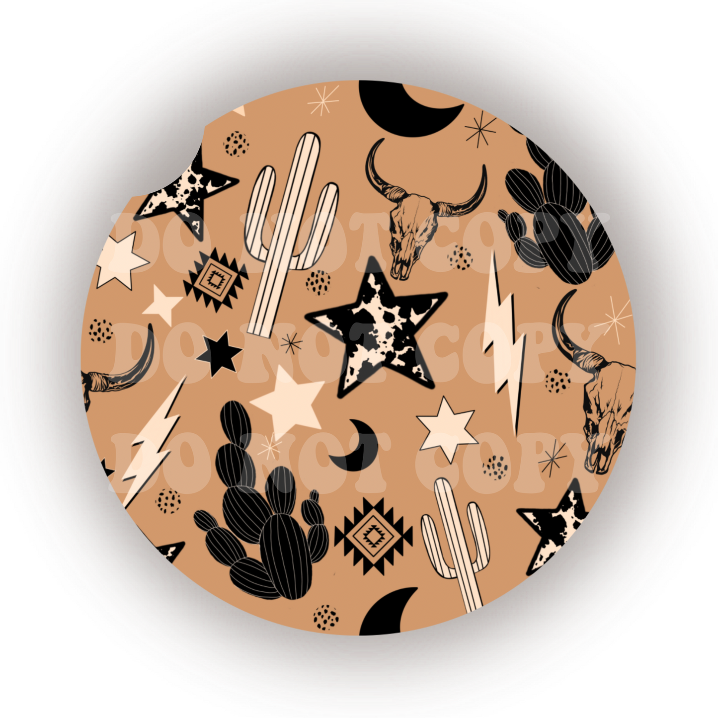 Western Doodles Car Coaster Sublimation Transfer (Set of 2)
