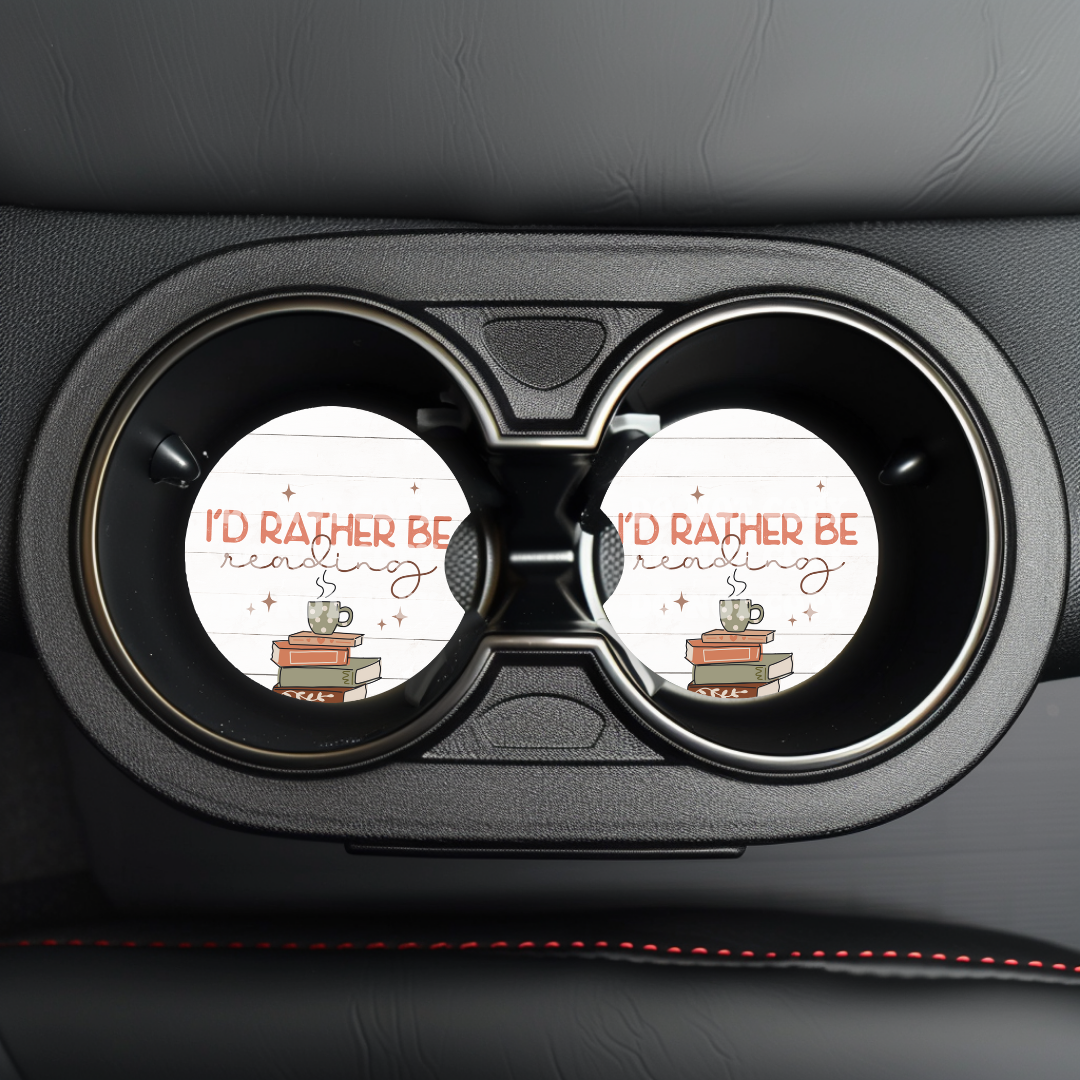 I’d Rather Be Reading Car Coaster Sublimation Transfer (Set of 2)