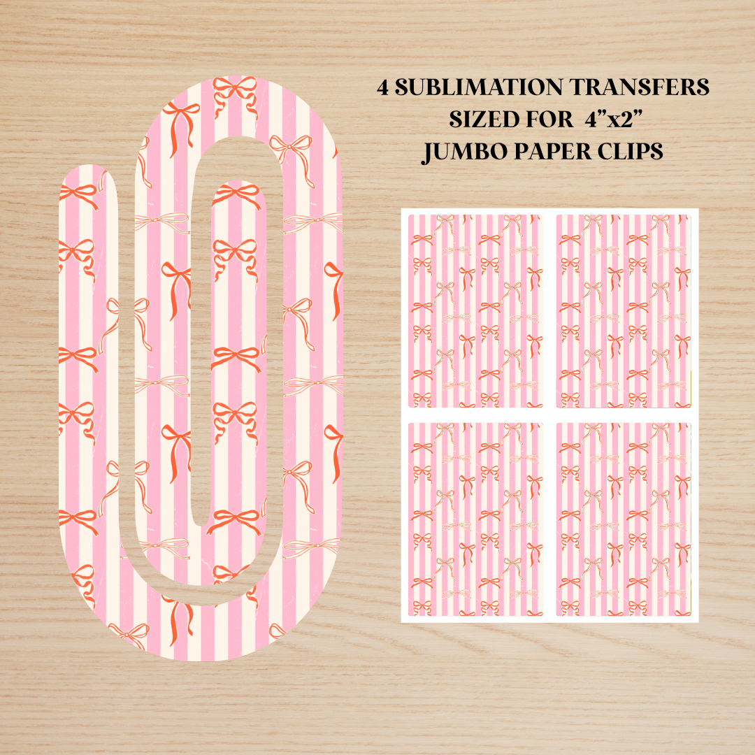 Orange Bows Jumbo Paperclip Sublimation Transfer