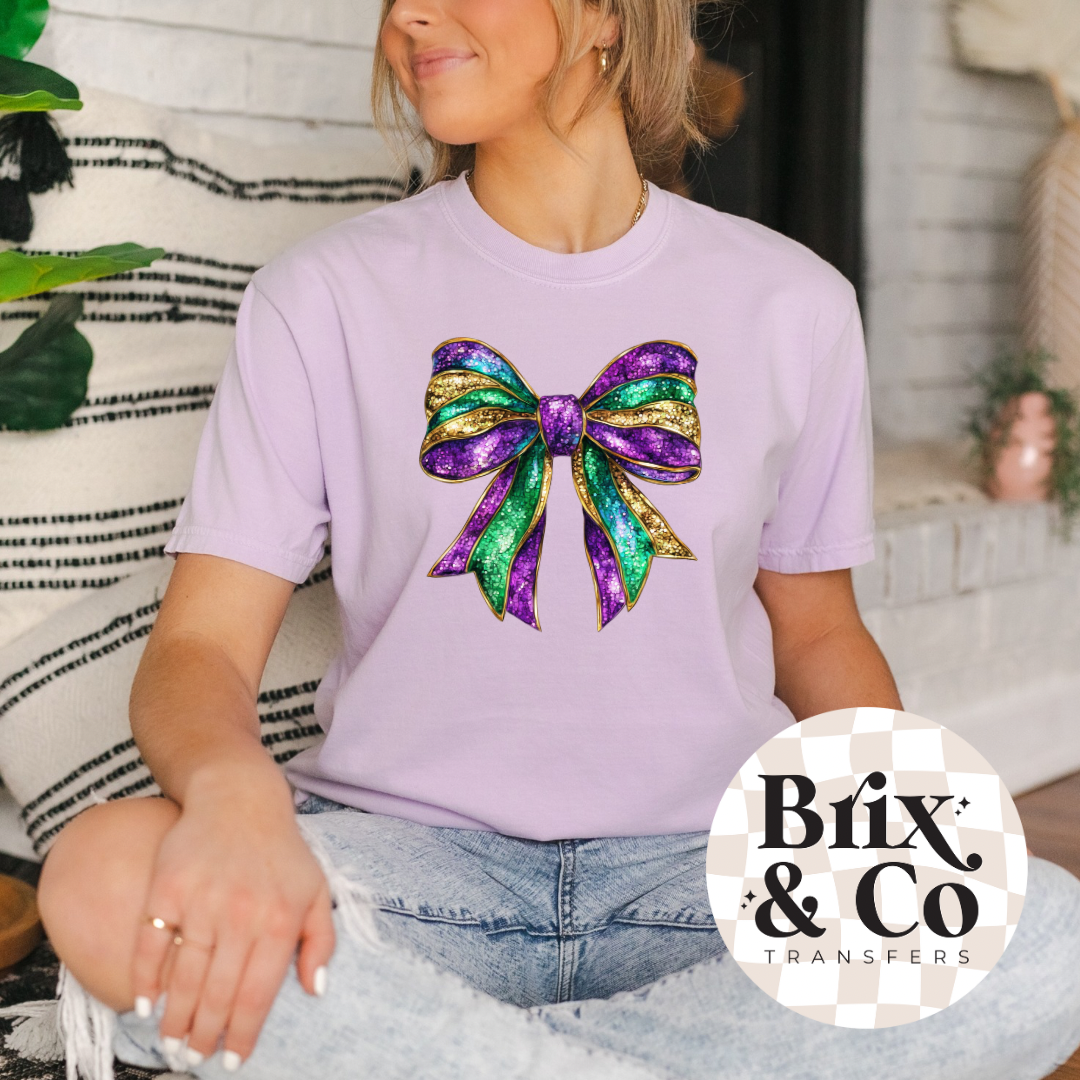 Mardi Gras Bow DTF HOT PEEL