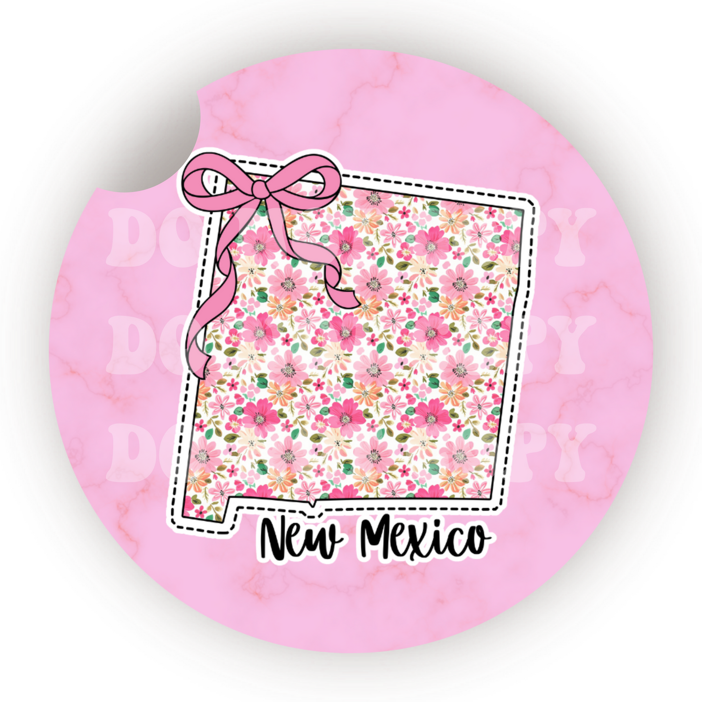 Floral State (Choose Your State) Car Coaster Sublimation Transfer (Set of 2)