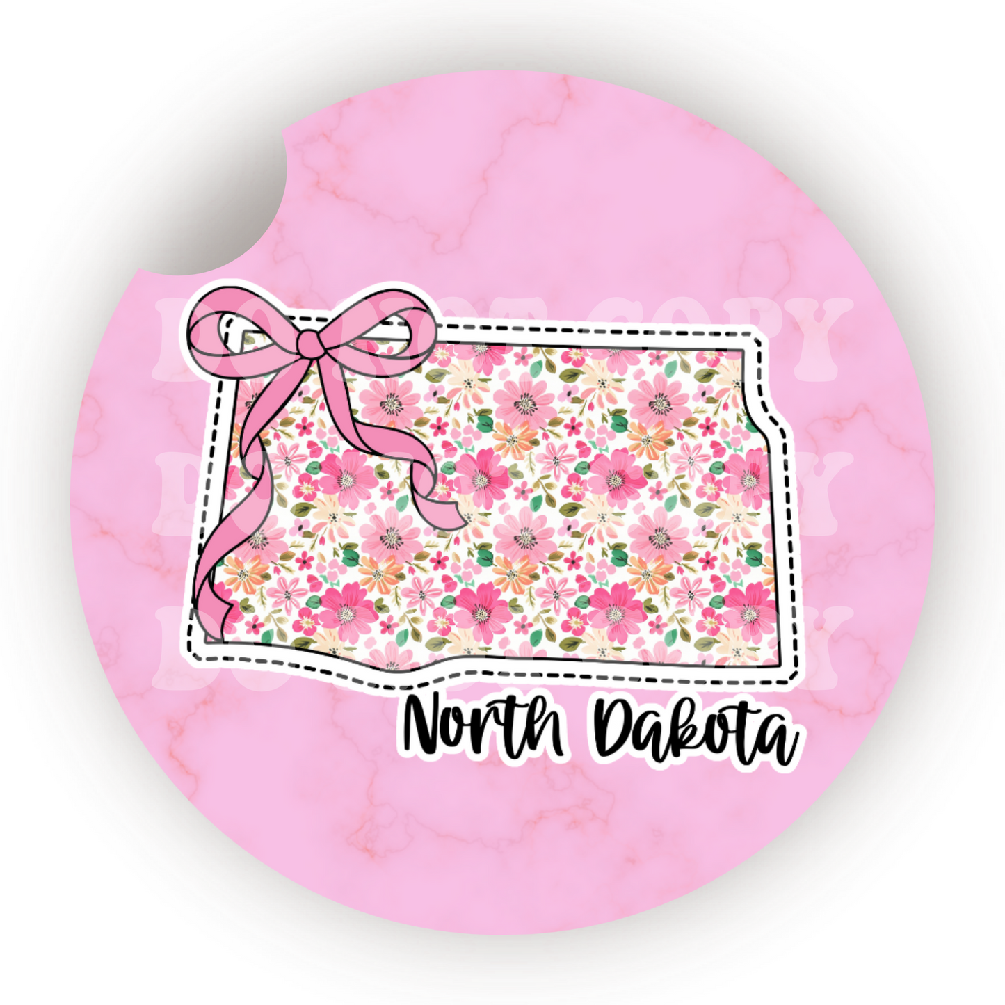 Floral State (Choose Your State) Car Coaster Sublimation Transfer (Set of 2)