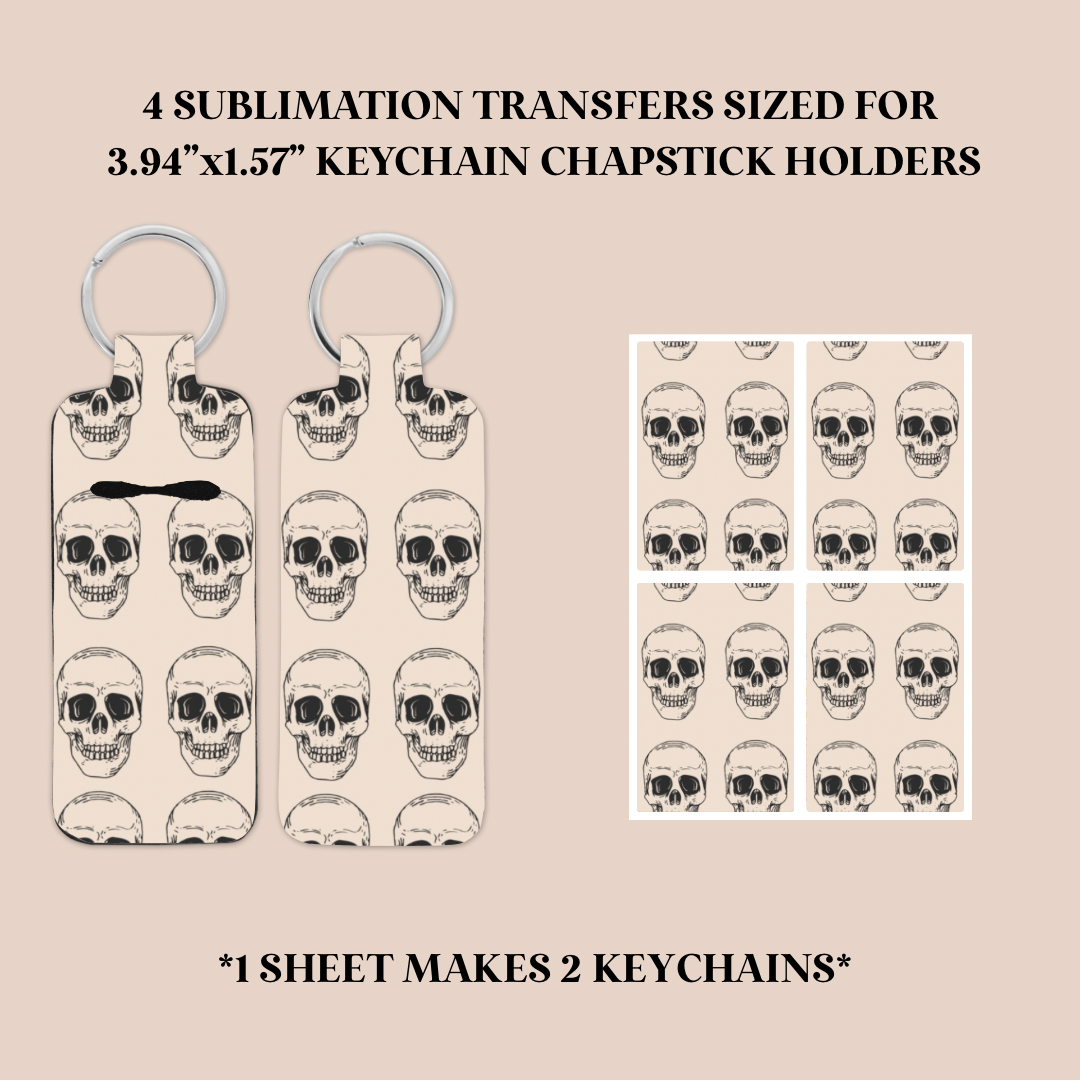 Skulls Keychain Chapstick Holder Sublimation Transfer