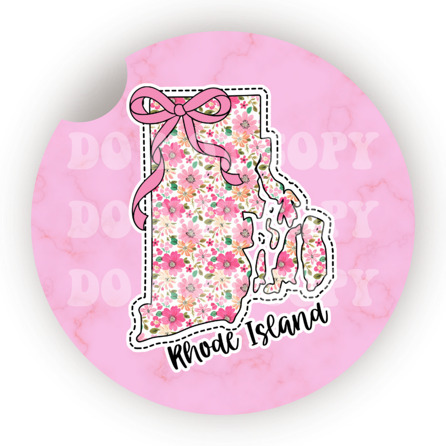 Floral State (Choose Your State) Car Coaster Sublimation Transfer (Set of 2)