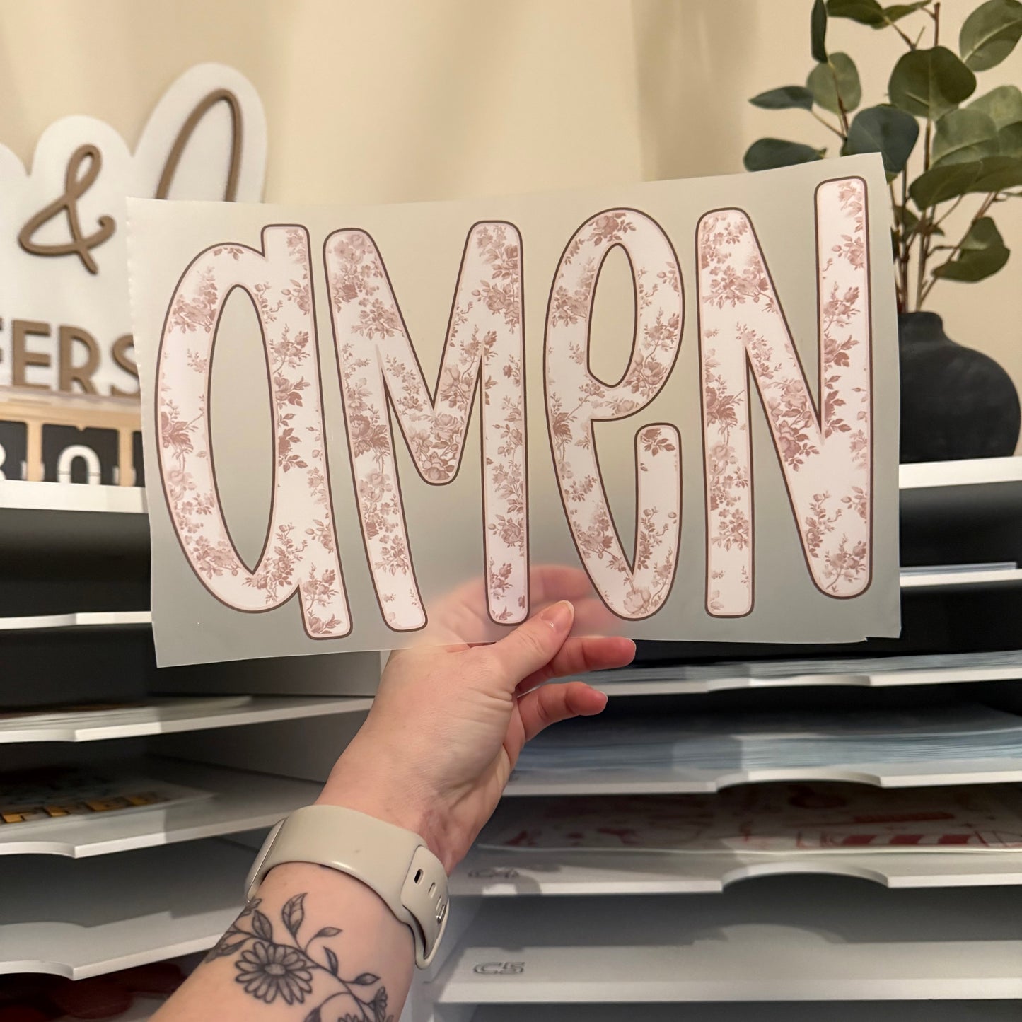 Floral Amen DTF HOT PEEL