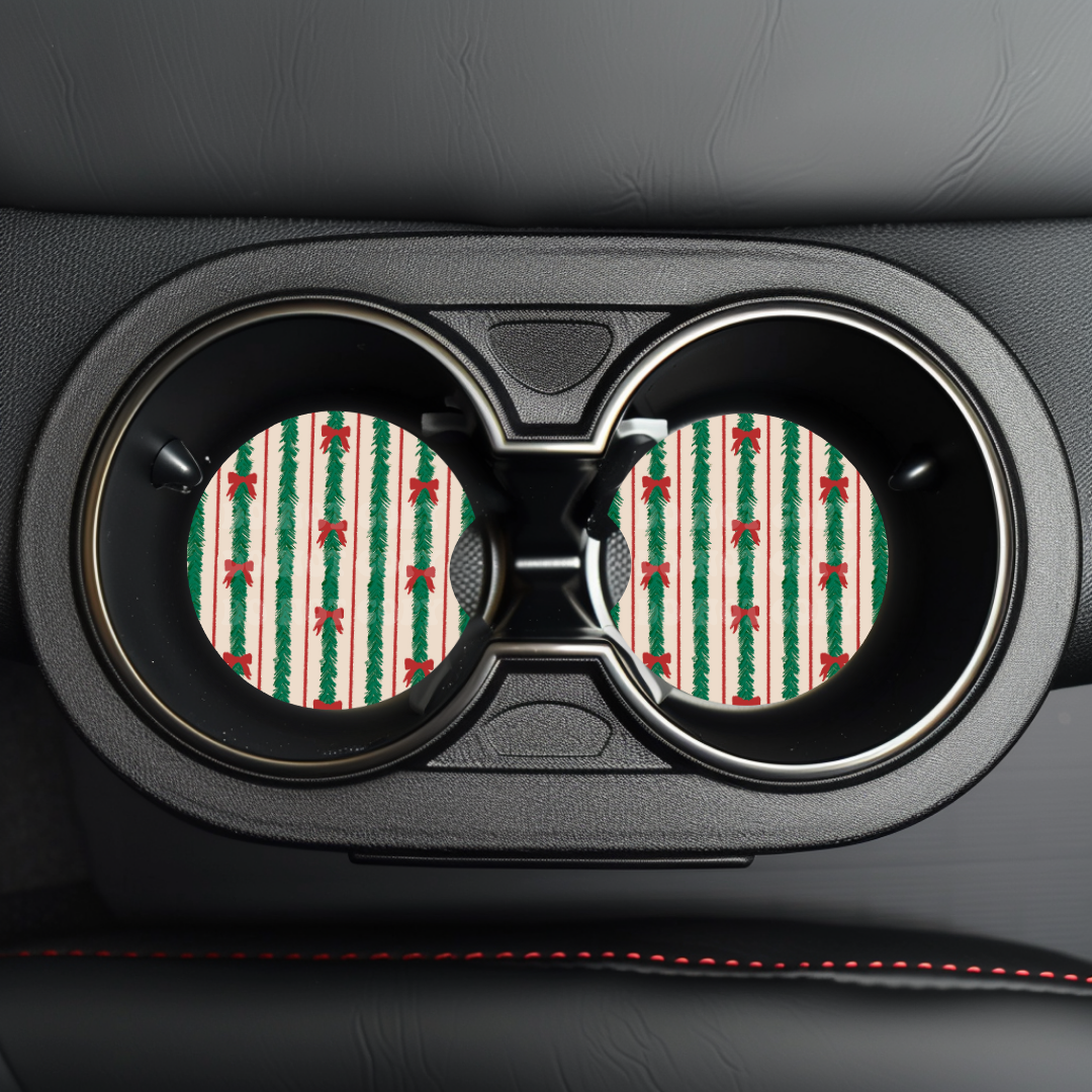 Tinsel Bows Car Coaster Sublimation Transfer (Set of 2)