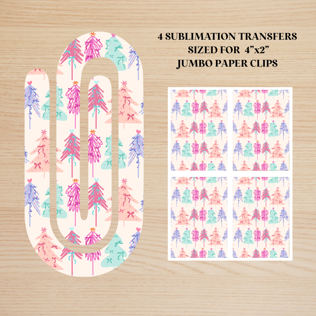 Preppy Christmas Trees Jumbo Paperclip Sublimation Transfer