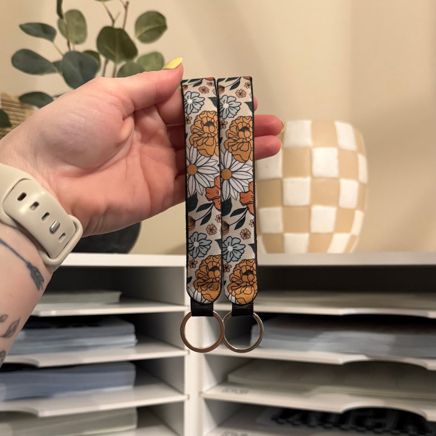 Fall Floral Wristlet Keychain