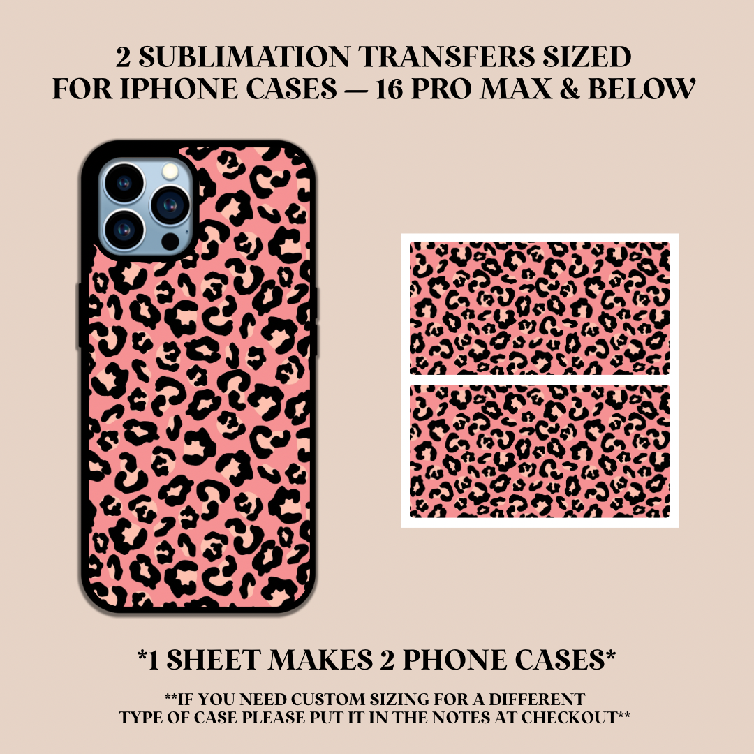 Pink & Black Leopard Print Phone Case Sublimation Transfer