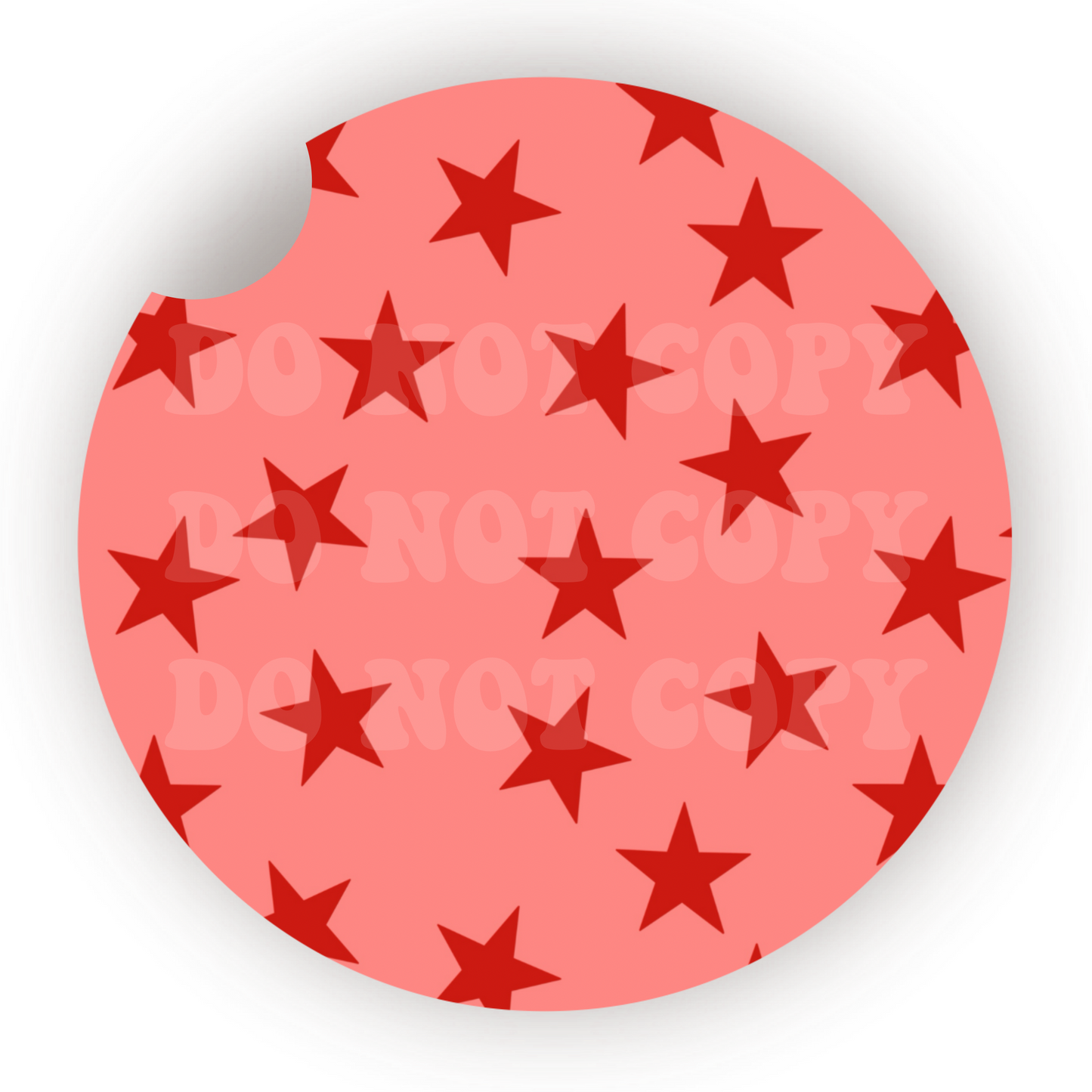 Red Stars Car Coaster Sublimation Transfer (Set of 2)
