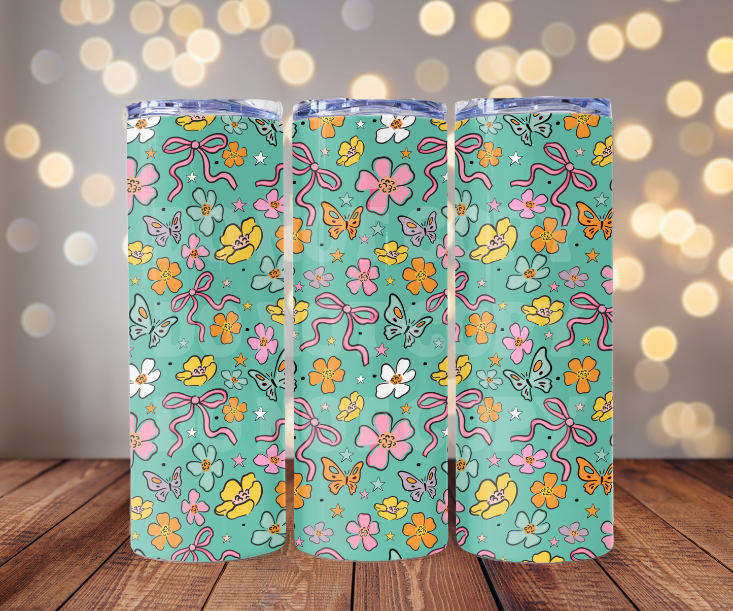 Coquette Doodles 20 oz Skinny Tumbler Sublimation Transfer - Seamless