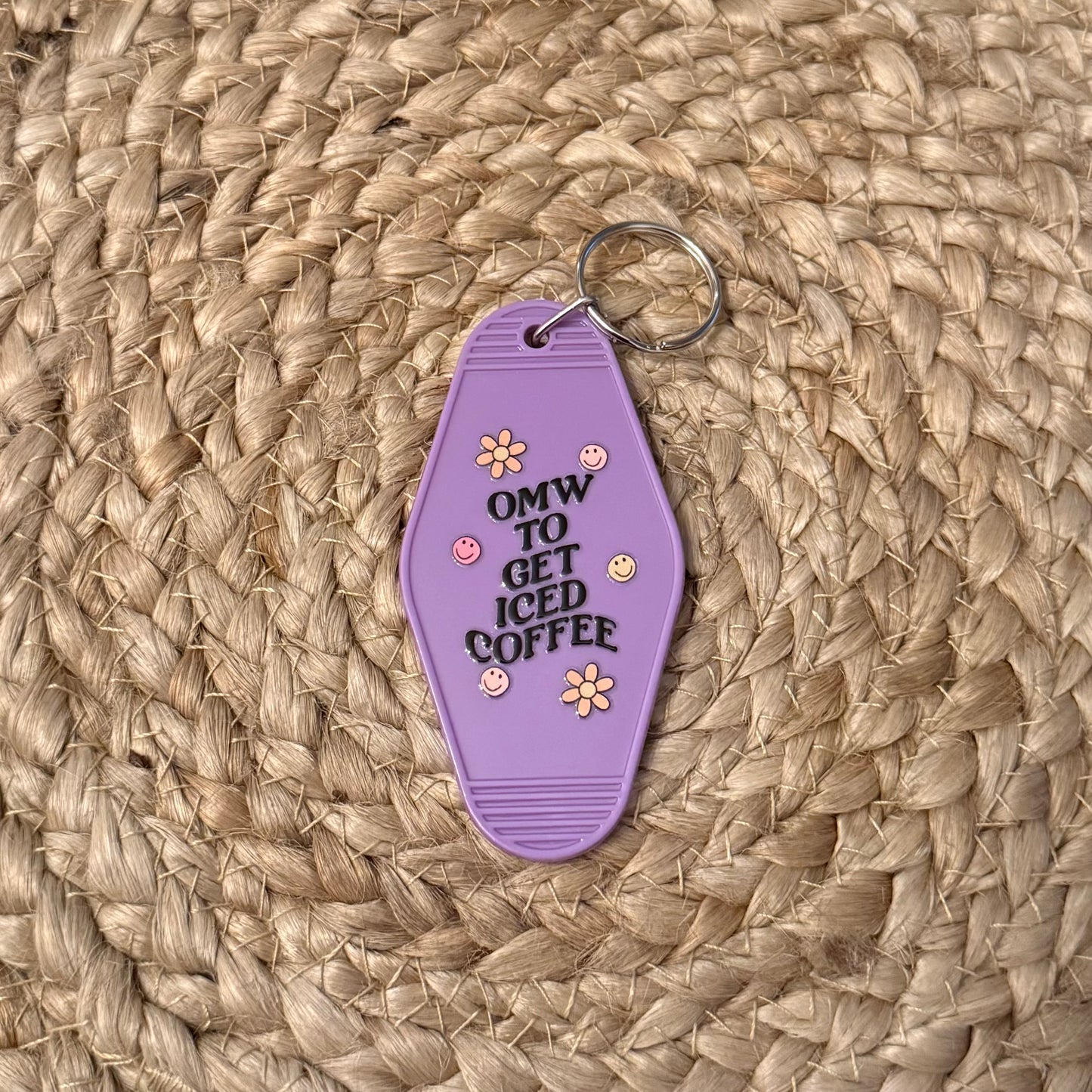 OMW To Get Iced Coffee Motel Keychain