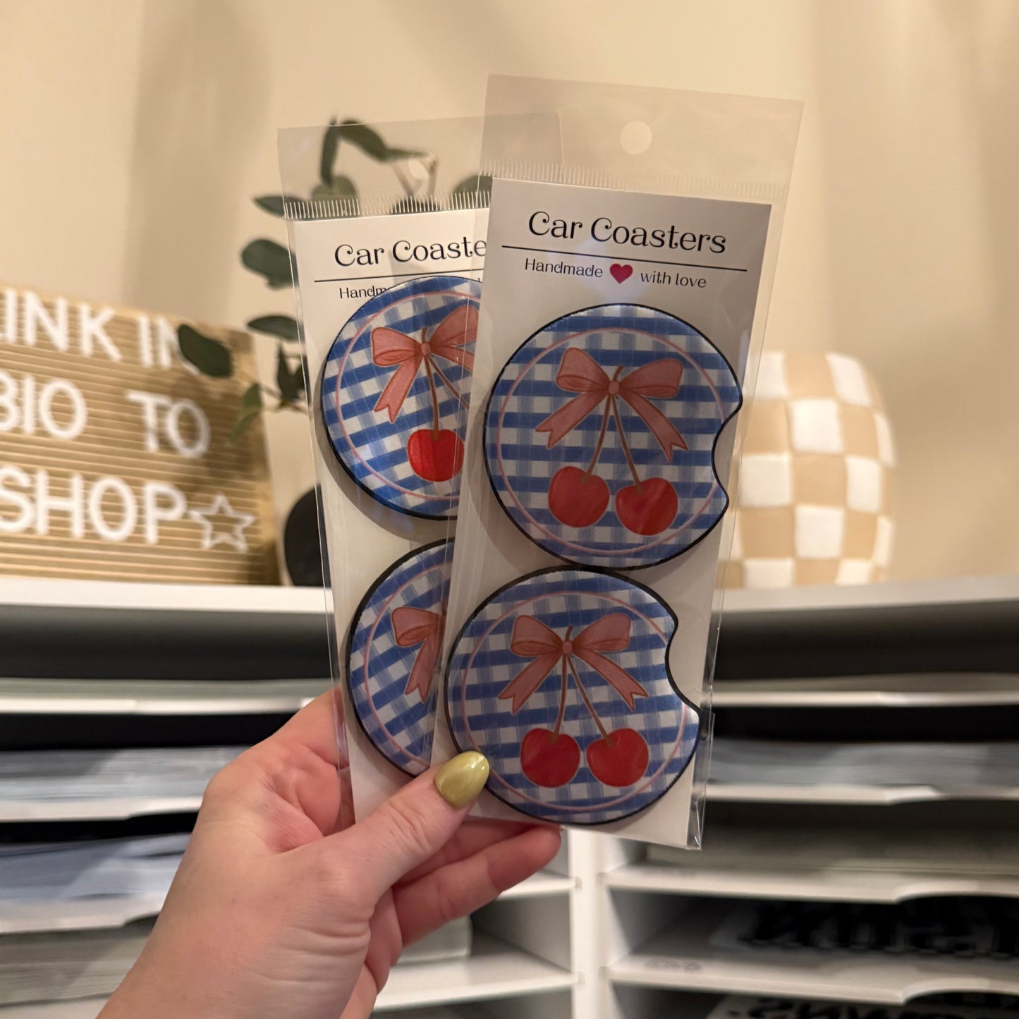 Coquette Cherries Car Coasters