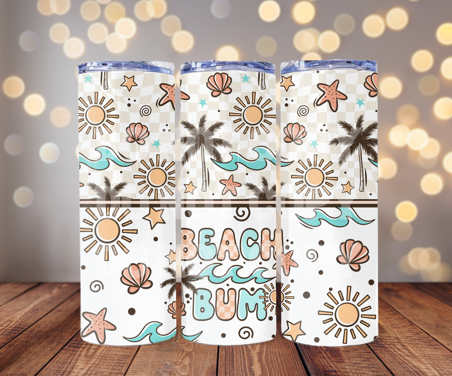 Beach Bum 20 oz Skinny Tumbler Sublimation Transfer - Seamless