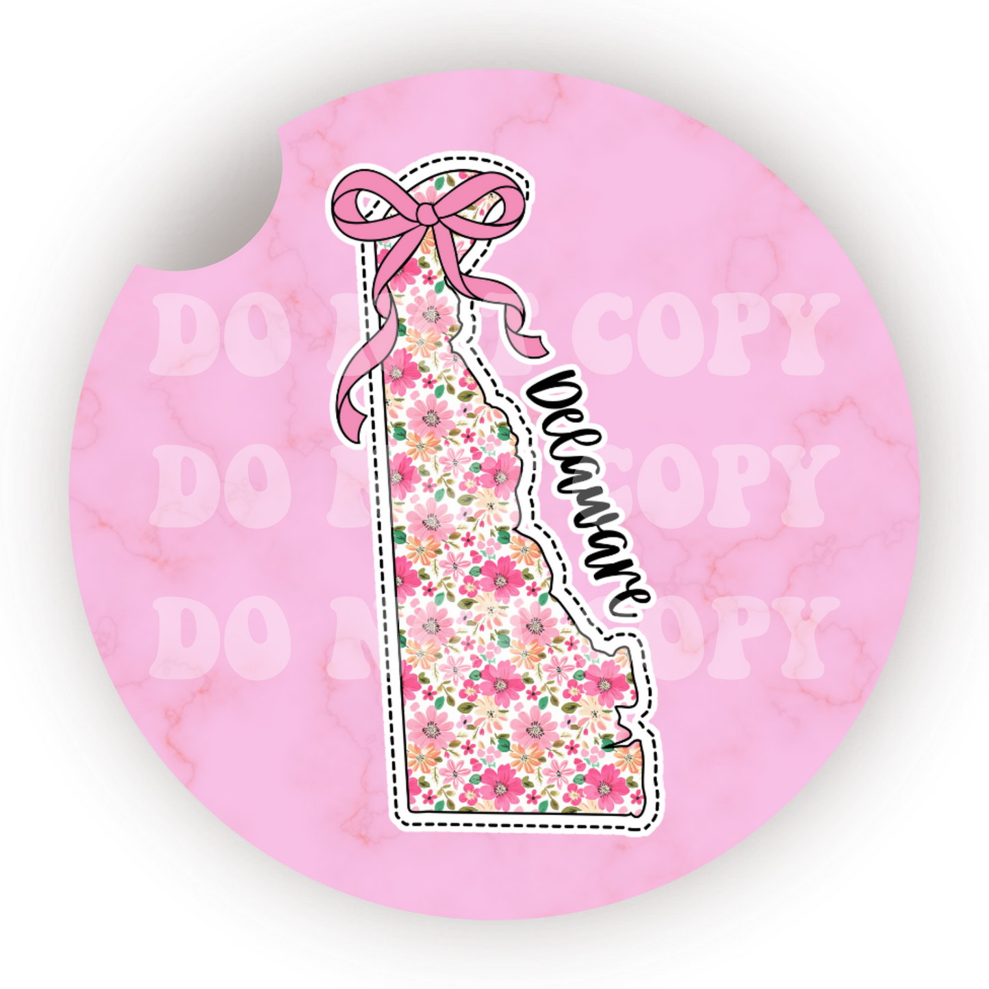 Floral State (Choose Your State) Car Coaster Sublimation Transfer (Set of 2)