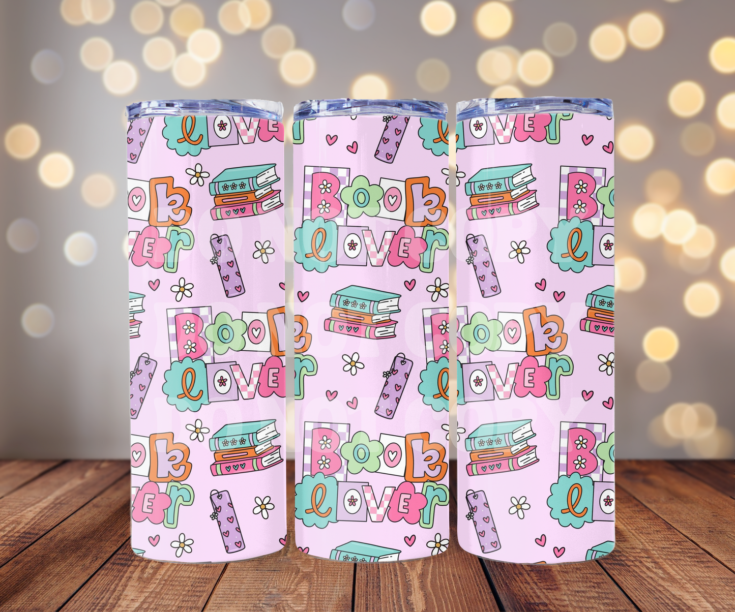 Book Lover 20 oz Skinny Tumbler Sublimation Transfer - Seamless