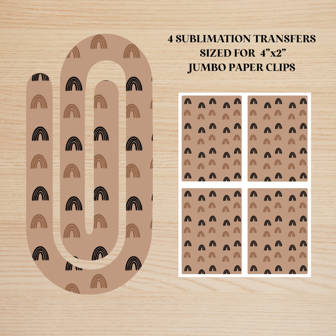 Boho Rainbows Jumbo Paperclip Sublimation Transfer