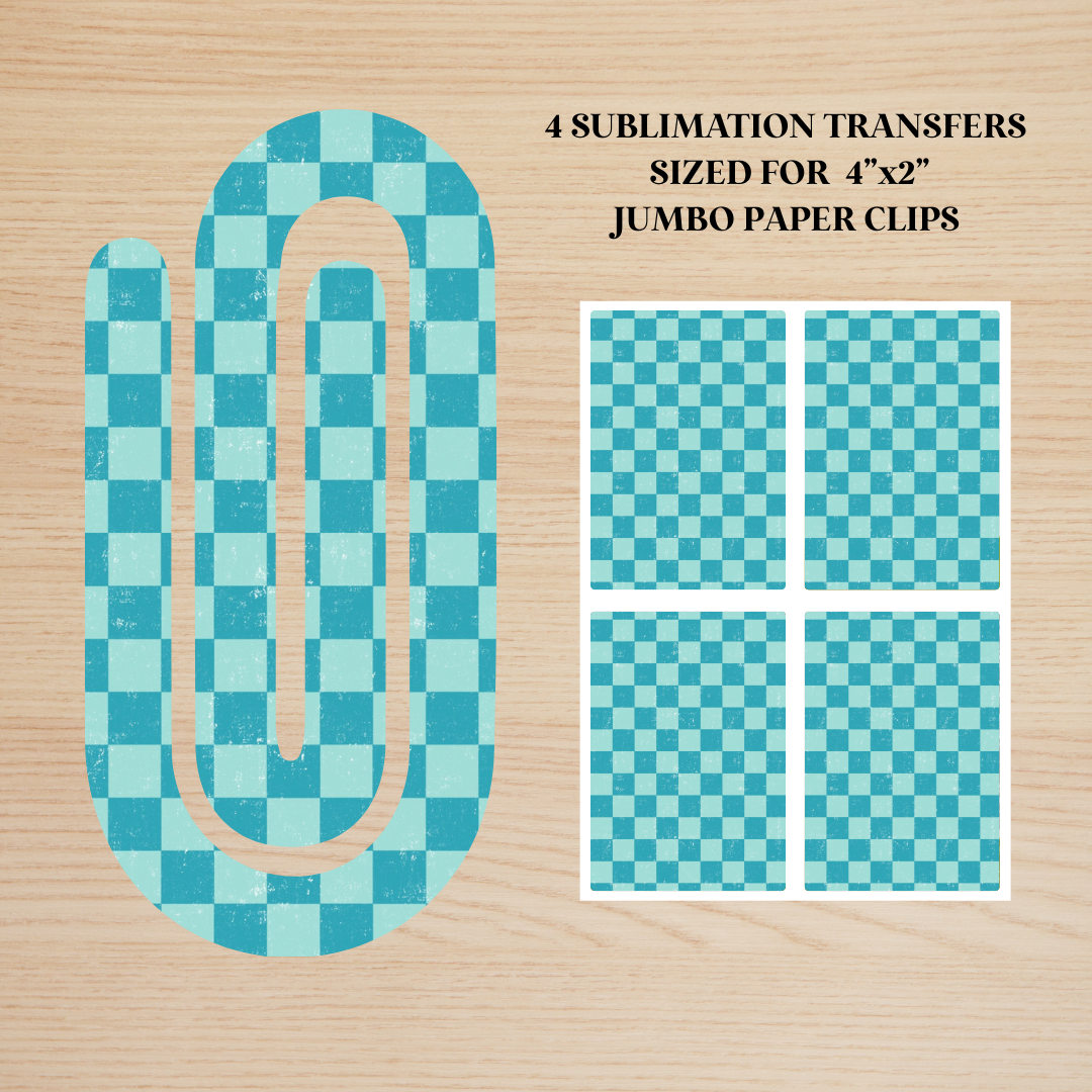 Blue Checker Checker Jumbo Paperclip Sublimation Transfer