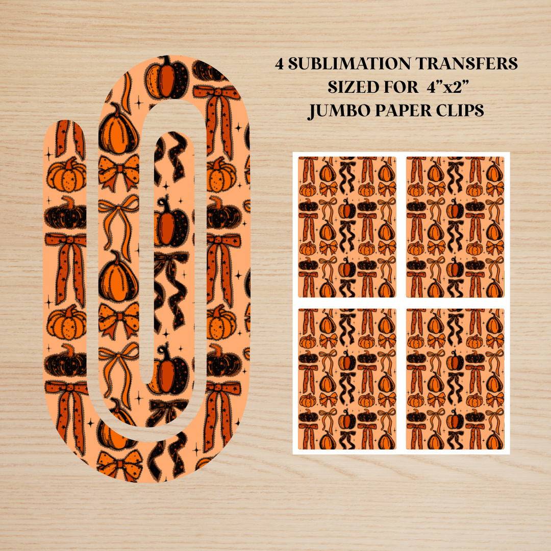 Lace Detail Pumpkins & Bows Jumbo Paperclip Sublimation Transfer