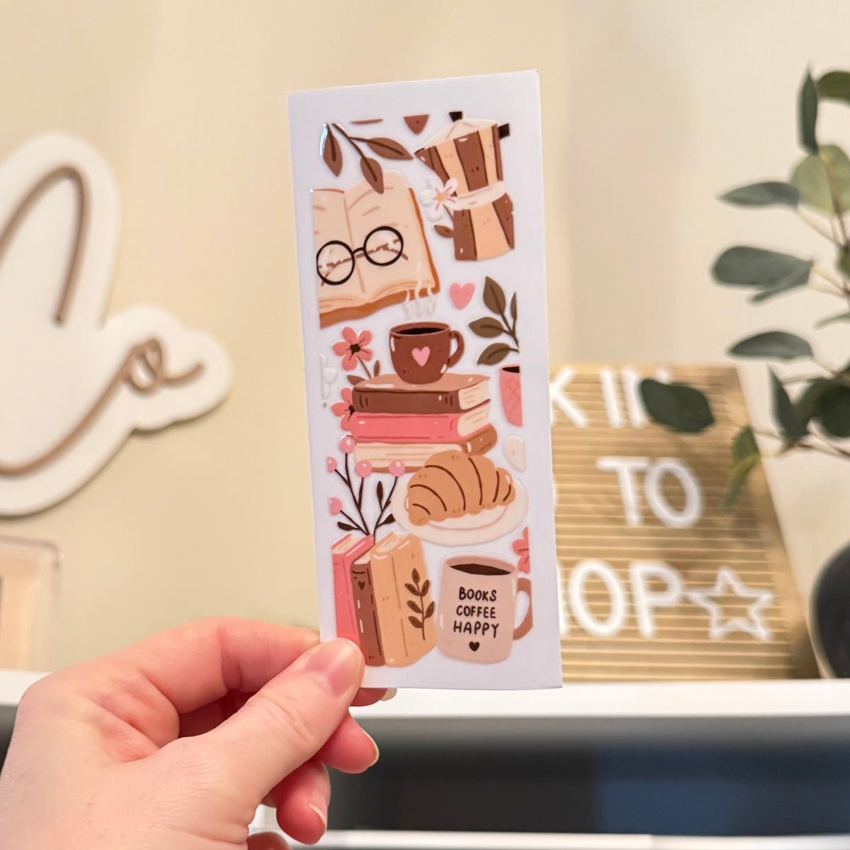 Books & Coffee UVDTF Bookmark