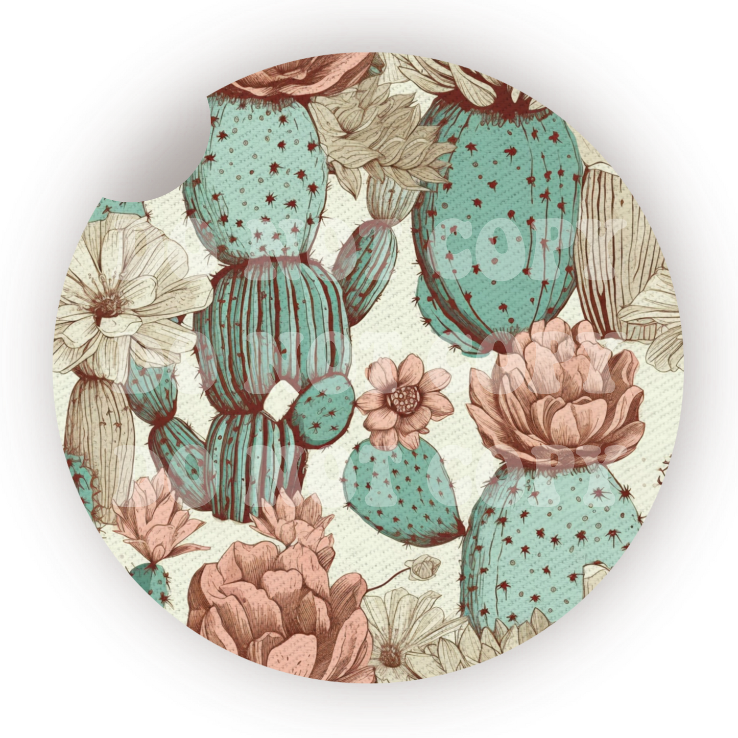Textured Cactus Car Coaster Sublimation Transfer (Set of 2)