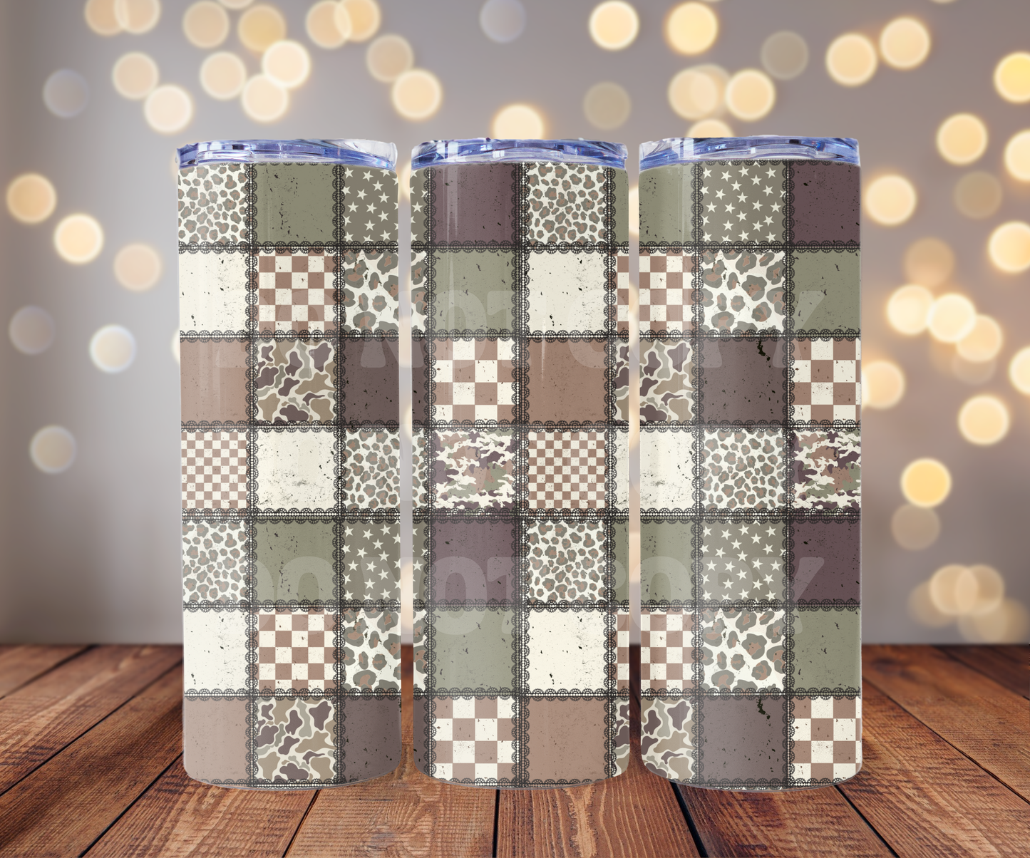 Camo Patchwork 20 oz Skinny Tumbler Sublimation Transfer - Seamless