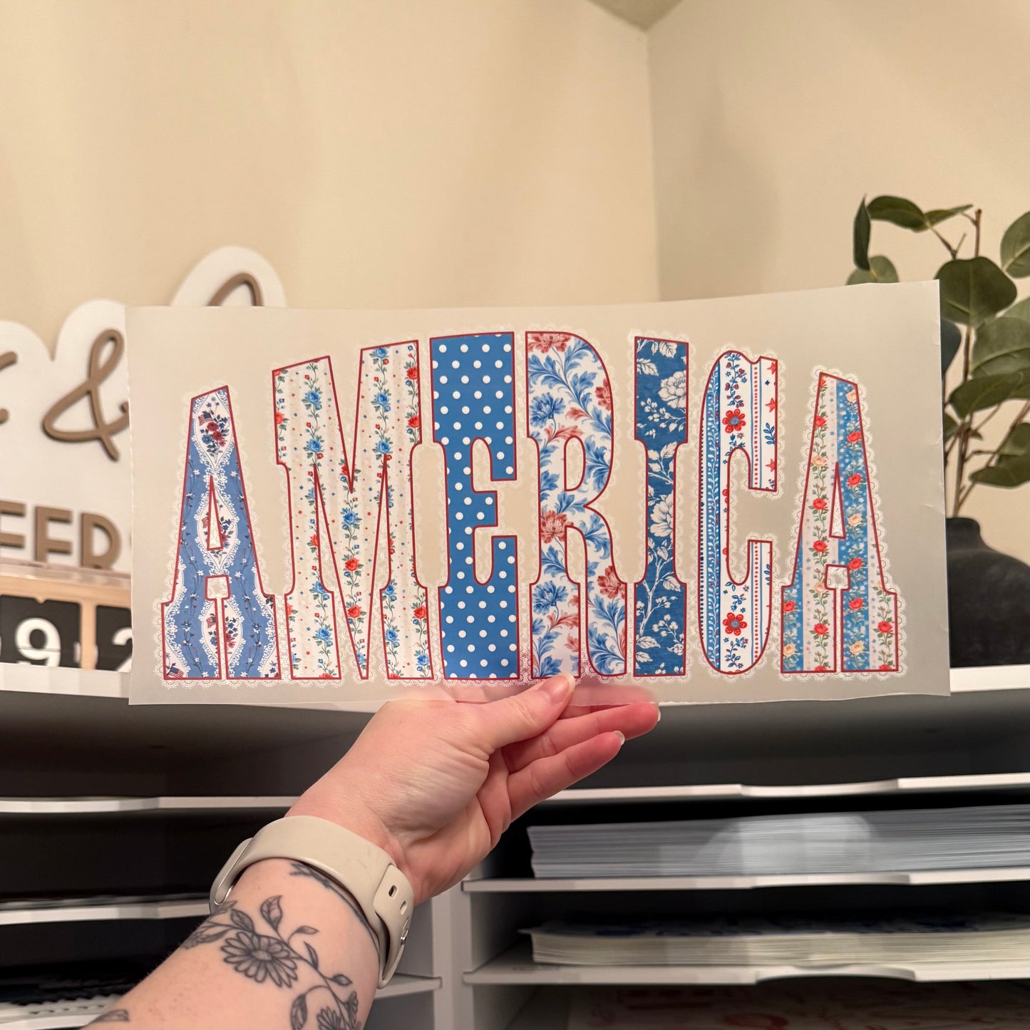 Faux Lace America DTF HOT PEEL