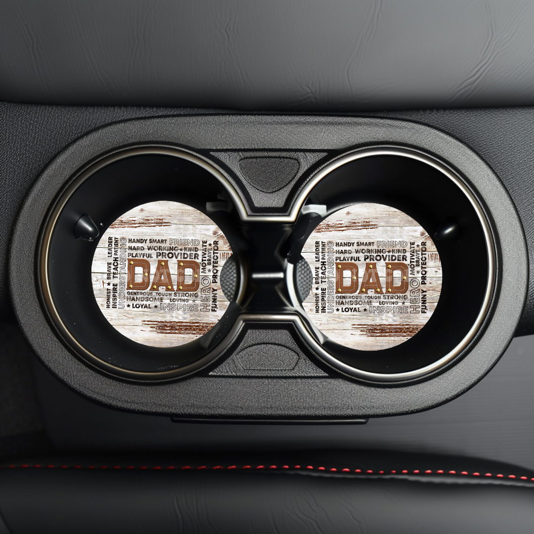 Dad Describing Words Car Coaster Sublimation Transfer (Set of 2)