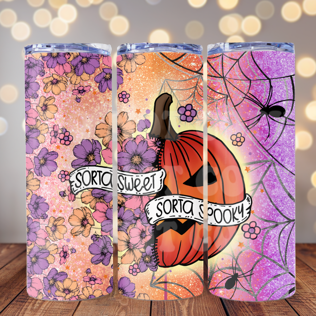Sorta Sweet Sorta Spooky 20 oz Skinny Tumbler Sublimation Transfer
