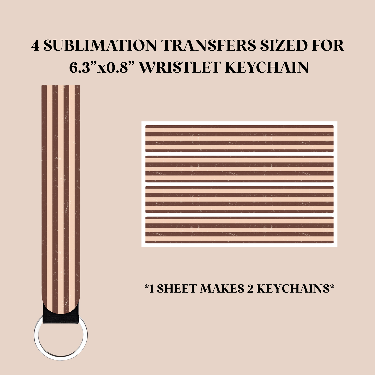 Neutral Stripes Wristlet Keychain Sublimation Transfer